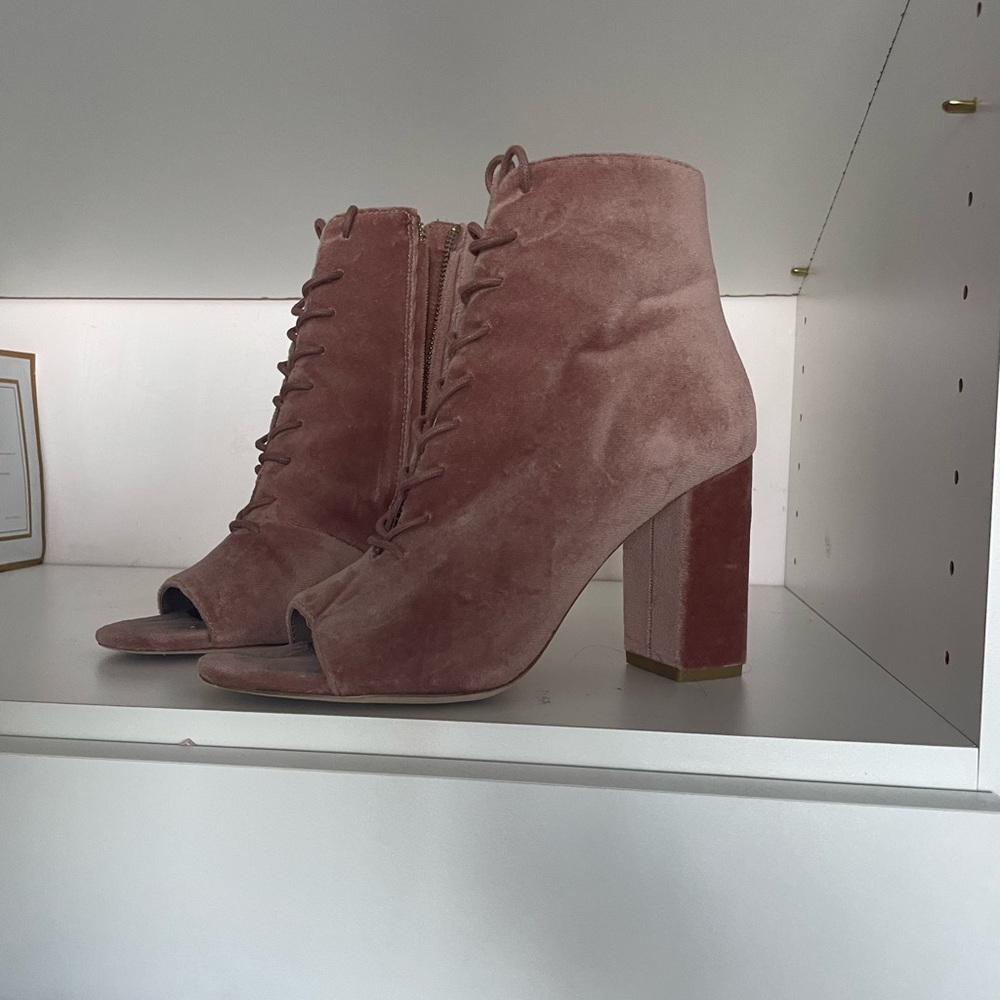 Joie - dusty rose lace up peep toe bootie - Picture 3 of 4